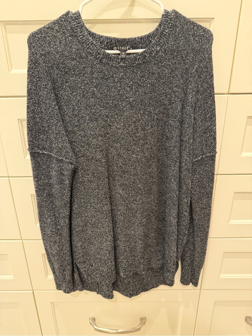 Athleta Perspective Wool Cashmere Crew Sweater Black Marl Size S #383723